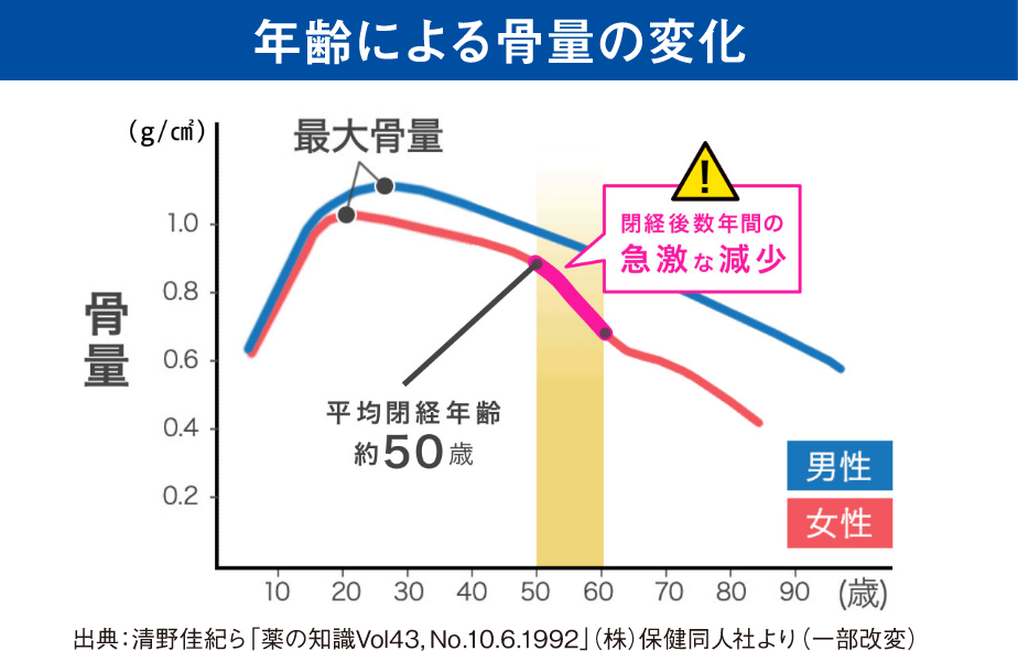 年齢による骨量の変化